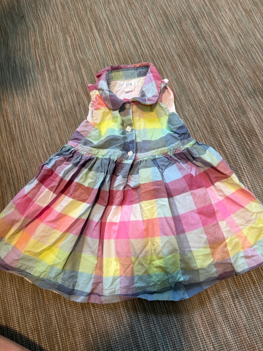 GAP Girls' Multicolor Plaid Cotton Button-Front Dress